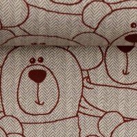 French Terry | Sweet bears Chevron | beige mit Bär | bordeaux